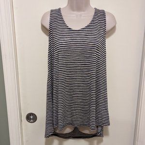 Women's W5 Sleeveless High Low Top with Zipper back Gray Stipe Size Medium